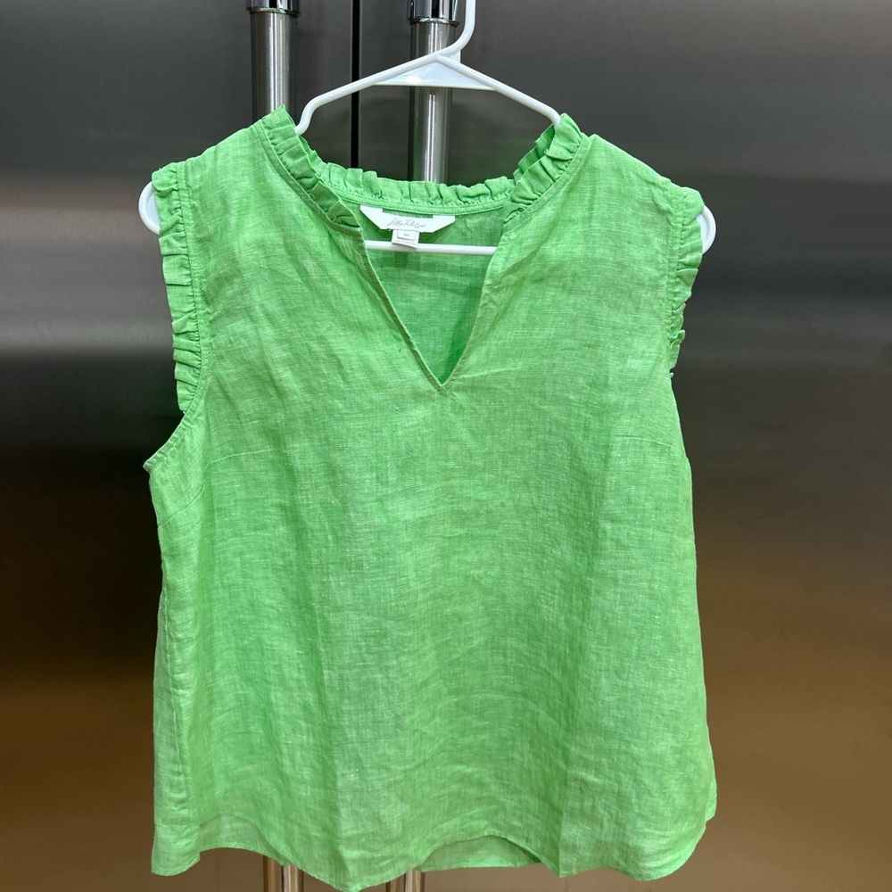 Lilly Pulitzer Vibrant Green Ruffle Trim Blouse